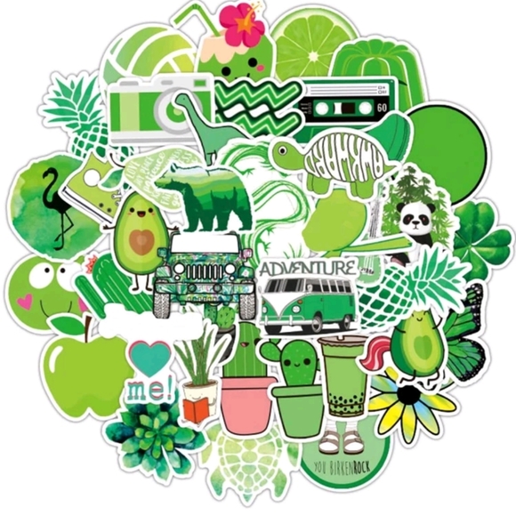 🍉5 for $25* 50 Piece Green Themed Stickers - Picture 1 of 3
